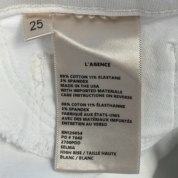 New L’Agence Selma High Rise Bootcut Jeans Blanc White Stretch Sz 25 - Picture 9 of 14